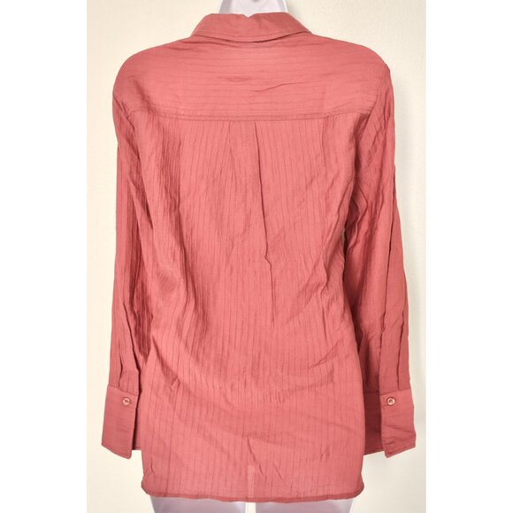 MAX STUDIO LONDON NWT L/S TEXTURED STRIPE MARSALA RAYON BLEND SHIRT. SIZE S - Picture 8 of 12